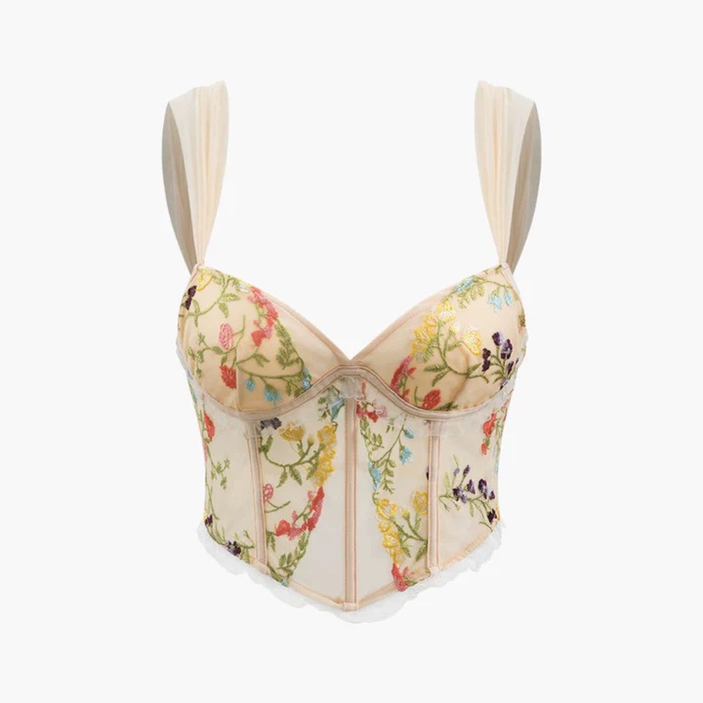 Floral Embroidered Corset Cami Top